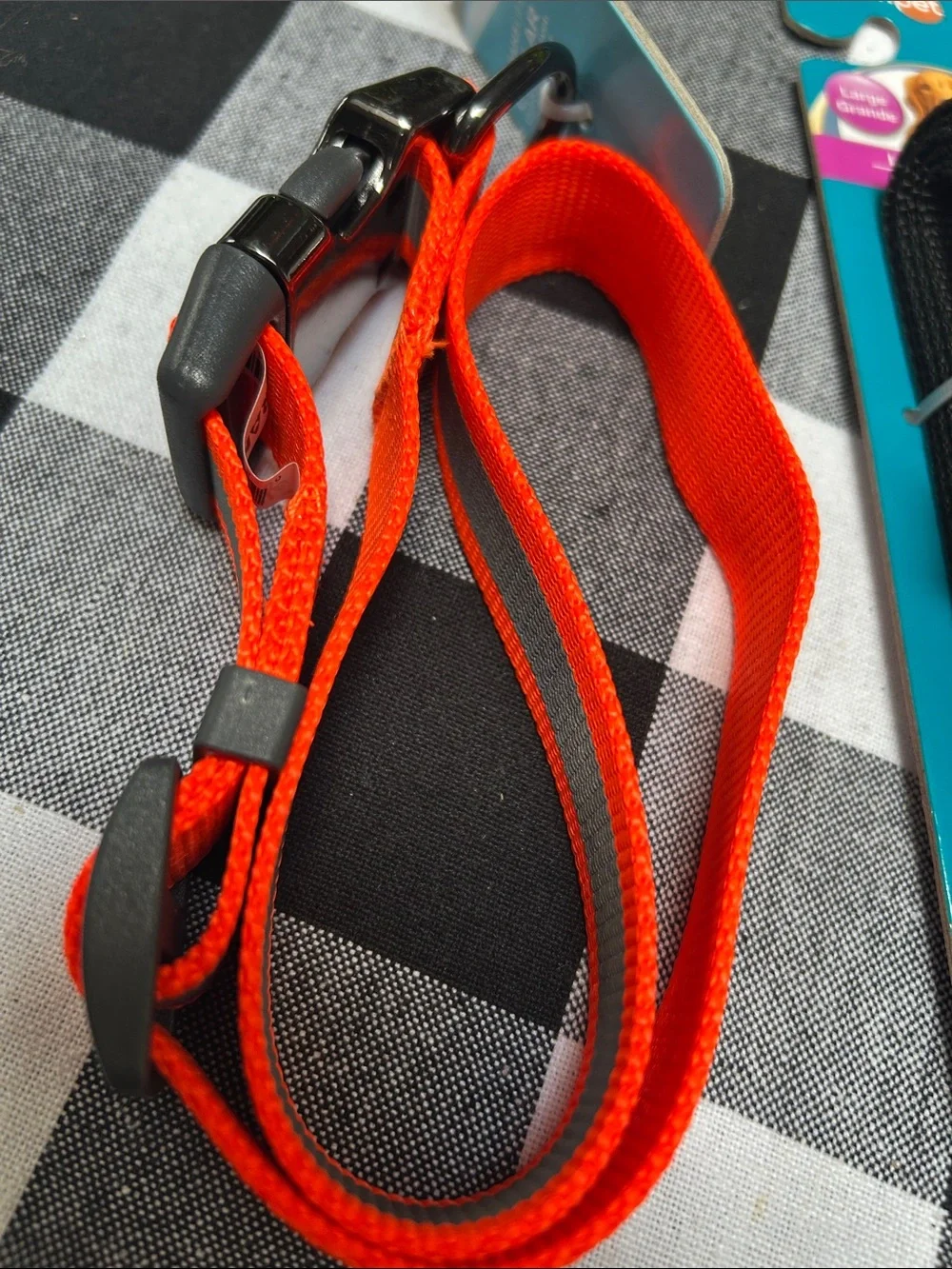 NWT Reflective Orange & Black Small Pet Collar and Leash Set both size Large
